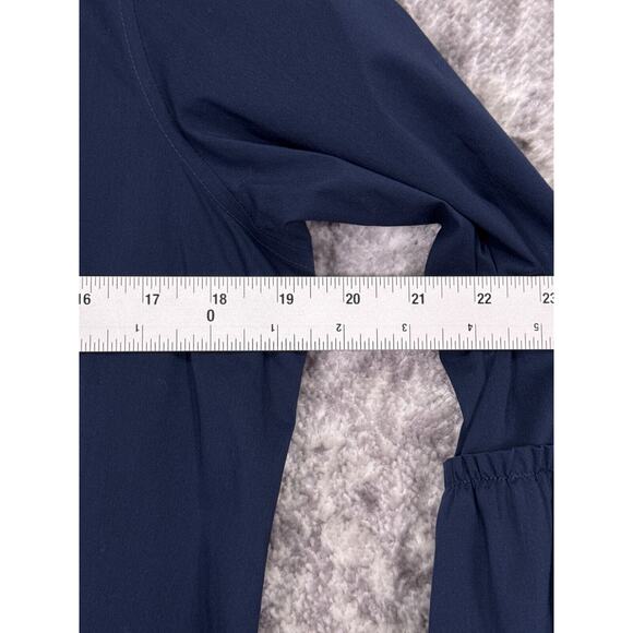 New Foxcroft Dress 8 Womens Navy Blue Non Iron Stretch Band Collared Shirt Style - Picture 4 of 9